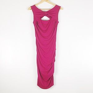 Betsey Johnson Raspberry Pink Ruched Cutout Dress Sz 2